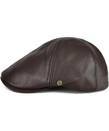 VOBOOM Lambskin Leather Ivy Cap Newsboy Hat 7 1/2 Light Brown - Buy Online on GoSupps.com