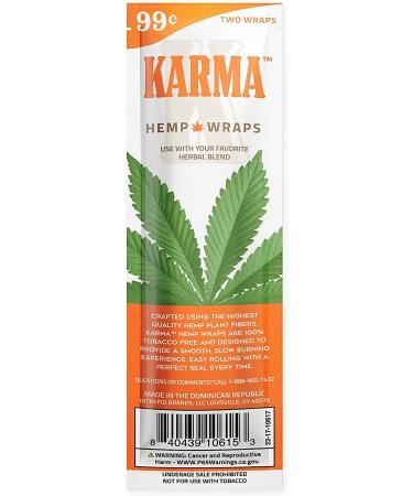 Karma Hemp Natural Wraps - Non GMO - 2 Wraps/Pack - 25 Packs Display (Tropic Trip) - Buy Online on GoSupps.com