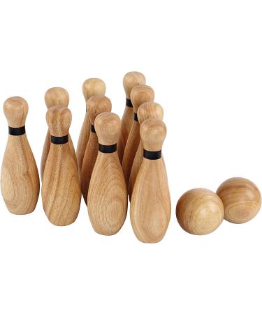 Get Out! Wooden Bowling Set - 12pc Lawn Bowling and Skittle Ball Games for Family Fun - Buy Online on GoSupps.com