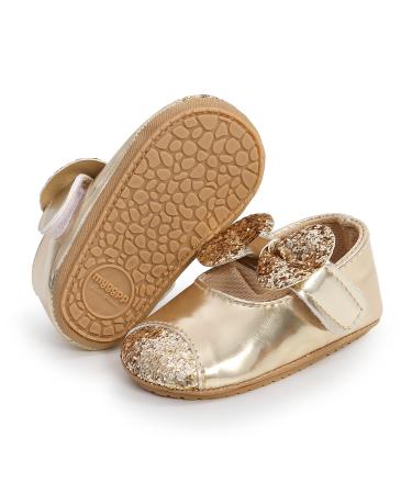 RVROVIC Baby Girl Moccasins Infant Princess Sparkly Premium Lightweight Soft Sole Prewalker Toddler Girls Shoes 0-6 Months 3 Gold