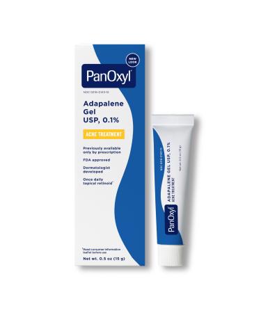 PanOxyl Adapalene 0.1% Leave-On Gel 30 Day Supply Retinoid Gel Acne Treatment Acne Prone Skin Oil Free Fragrance Free 0.5 oz