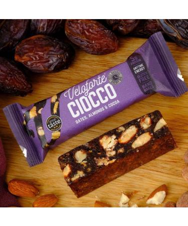 Veloforte Ciocco Energy Bar - Almonds & Cocoa | Balanced Protein & Carbs for Sport | 100% Natural, Dairy-Free, Gluten-Free | Vegetarian | 9 Bars - Buy Online on GoSupps.com