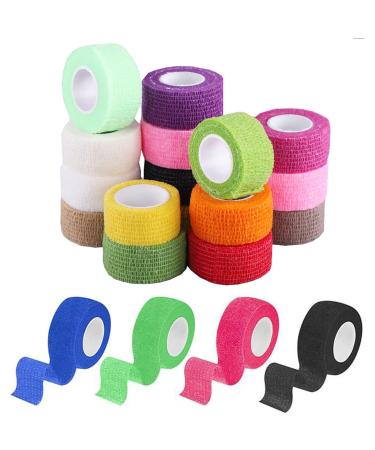 Youyuer 20PCs self -adhesive bandage Fixing bandage Elastic cohesive adhesive tape Koh sive Fixing bands for dog horse pet wrap adhesive association for wrist ankles (2.5cmx4m) (a)