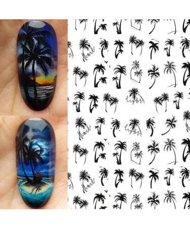 2pcs Tropical Palm Summer Tree 3D Self-Adhesive Nail Stickers - DIY Beauty Decal for Manicure - 2022 Beach Nail Decals - Buy Online on GoSupps.com