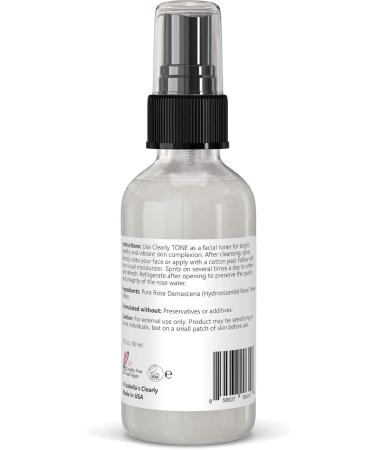 Clearly TONE Pure Rose Water Facial Toner Spray | Alcohol Free | Natural Rose Petal Water in a Glass Bottle | Made in USA - Buy Online on GoSupps.com