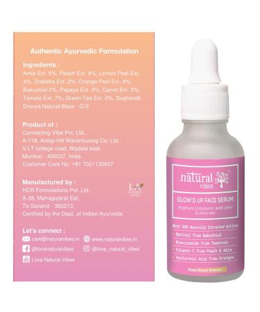 Natural Vibes Glow d Up Face Serum | 100% Plant-Based Niacinamide Vitamin C Retinol & Hyaluronic Acid | Clear Bright Hydrated Skin | Anti-Aging | 30 ml | Unisex - Buy Online on GoSupps.com