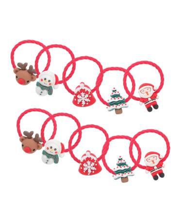 FOMIYES 10 Pairs Christmas Headband Santa Hair Band Santa Claus Hair Ties Xmas Sanra Hair Tie Hair Accessories Tiara Hair Ponytail Christmas Hair Rings Xmas Fine Hair Holder Wig