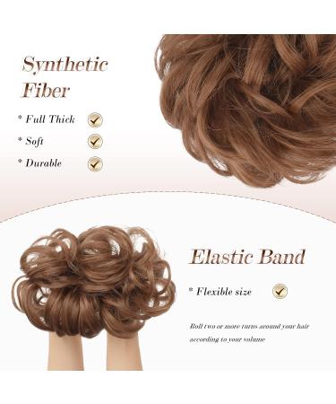 FESHFEN Messy Bun Hair Piece Scrunchie | Synthetic Wavy Curly Chignon Ponytail Extension | Updo Hairpiece for Women Girls Kids | 1PCS Light Auburn - Buy Online on GoSupps.com