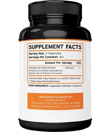 Tribulus Terrestris Extract 15000mg - 10x Concentrated Formula - Maximum Strength for Men & Women - Gluten Free, Non-GMO - 120 Capsules - Buy Online on GoSupps.com