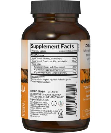 Organic India Turmeric Formula for Joint Mobility - 180 Vegetarian Caps - Buy Online on GoSupps.com