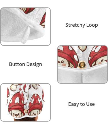 Super Absorbent Red Mushrooms Hair Towel 2 Pack | Quick Drying Turbans for Women & Girls - Perfect for Fast Hair Drying - Buy Online on GoSupps.com