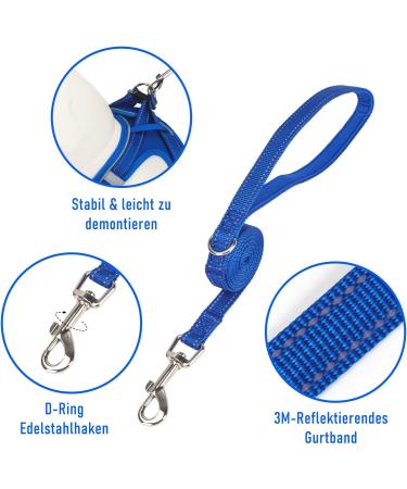 UVTQSSP Dog Harness for Small Dogs with Leash | Padded Puppy Harness in Dark Blue - Comfortable & Durable - Buy Online on GoSupps.com