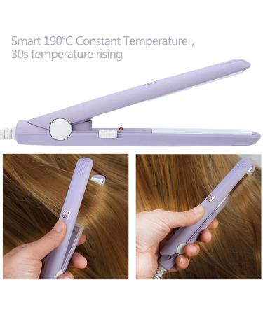 Mini Curling Iron 2 in 1 Hair Straightener & Curler - Travel Size Professional Tool for Short Hair (Purple - Buy Online on GoSupps.com