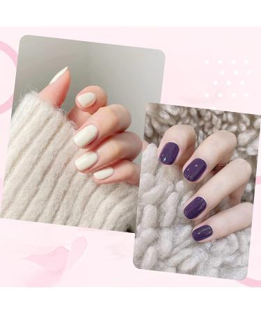 576Pcs 24Sets Short Press on Nails | Colorful Solid Short Fake Nails for Women - Nail Salon Art DIY - Buy Online on GoSupps.com