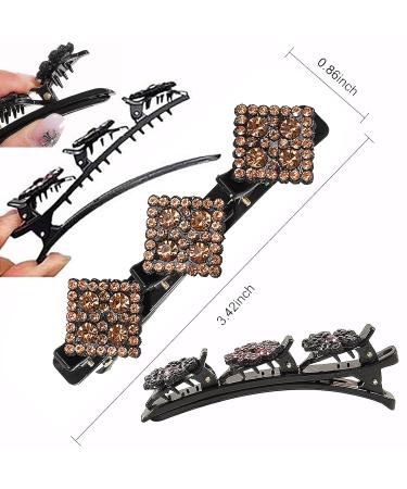 Sparkling Crystal Stone Double Layer Braided Hair Clips - Set of 8 | Rhinestone Hair Accessories for Women and Girls - lomkya (Set B) - Buy Online on GoSupps.com