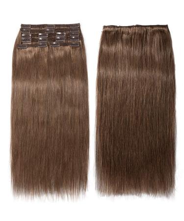 Premium Remy Clip-In Hair Extensions - 55cm Brown #030 Chestnut - 160g Real Hair Tresses for Long Smooth Styles - Buy Online on GoSupps.com