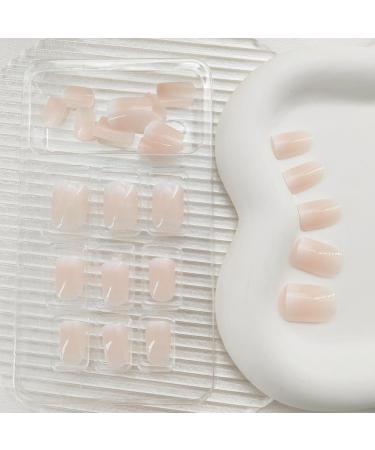 Extra Short Square Nude Ombre Press on Nails | 24 Pcs Acrylic Glossy False Nails for Women & Girls - Buy Online on GoSupps.com