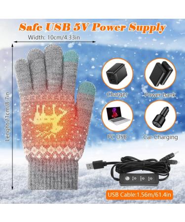 Victop USB Heated Gloves for Men & Women - Touchscreen Winter Hand Warmers for Office & Outdoor Use Gray - M - Buy Online on GoSupps.com