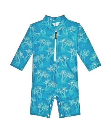 weVSwe Baby Toddler Boy Swimsuit UPF 50+ Sun Protection Rash Guard Swimwear with Crotch Zipper 0-3 Years 6-12 Months Green Leaves Short