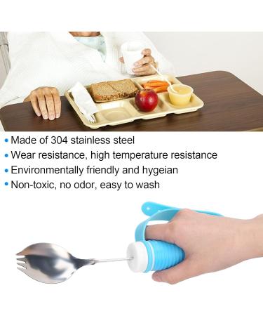 Eating Aid Spoon Portable Adaptive Aid Fork Non Slip 2 in 1 Spoon for People with Hand Cramps Deformed Fingers Trembling Fingers The Elderly - Buy Online on GoSupps.com