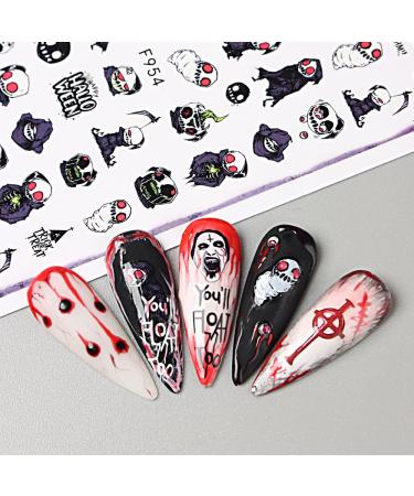 8 Sheets Halloween Nail Art Stickers - 3D Gothic Designs for Women | Skull Snake & Flower Decals | Perfect for Spooky Nail Art - Buy Online on GoSupps.com
