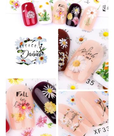 Kalolary Sunflower Daisy Nail Stickers 12 Sheets 3D Nail Polish Sunflower Stickers Blossom Flowers Nail Art Self-Adhesive DIY Nail Decal for Nail Accessories Decorations - Buy Online on GoSupps.com