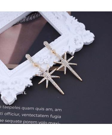 Shop Vintage Crystal Northstar Dangle Earrings | Rhinestone Gold Star Drop Jewelry for Women - Buy Online on GoSupps.com