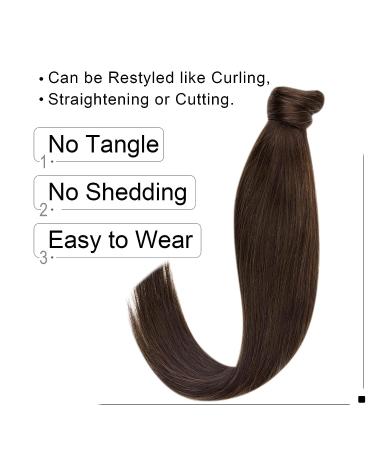 Easyouth Dark Brown Human Hair Ponytail Extension 12 Inch - Darkest Brown 2 Tails, 70g - Buy Online on GoSupps.com