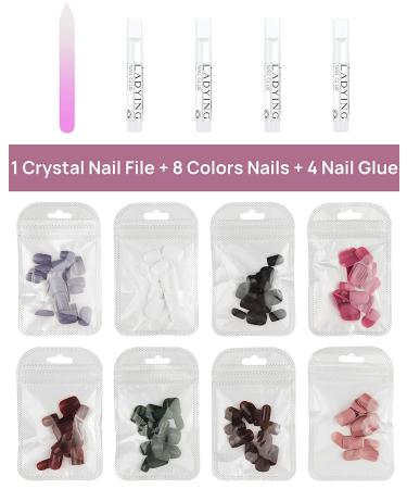 LADYING 8 Packs (192 PCS) Matte Press on Nails Set for Women - Short Acrylic False Nails with Glue & Nail File - Ballerina French Tips for Nail Art Salon - Buy Online on GoSupps.com