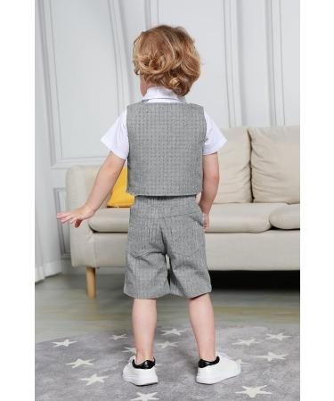 Mint Green Baby Boy Gentleman Suit 3pcs Set | Herringbone Wedding Christening Outfit | Dark Grey | 5-6 Years - Buy Online on GoSupps.com