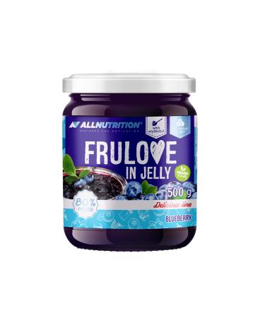 All -Nutrition Frulove in Jelly Blueberry - Sugar -free jam - jam without sugar - 80% Jelly Fruit low -calorie sweets - fruit spread without sugar - spread vegan - 500g blueberry 500 g (1 Pack)