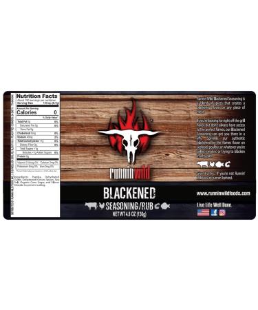 Runnin Wild Foods Premium Blackening Seasoning | No Preservatives & MSG | Gourmet Cajun Spice for Chicken, Salmon & Fish - 4.8 oz - Buy Online on GoSupps.com