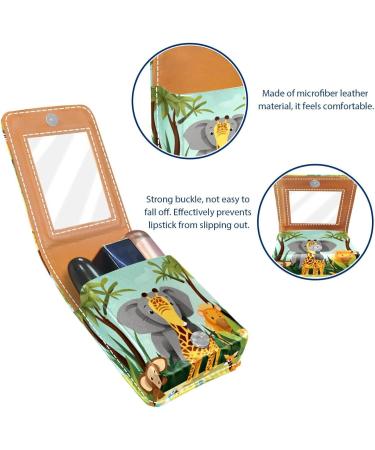 Shop Premium Zoo Cartoon Forest Animals Lipstick Case - Leather Lip Gloss Organizer with Mirror | Mini Holder for Travel - Buy Online on GoSupps.com