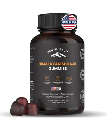 Pure Sundried Himalayan Shilajit Gummy for Men & Women | Organic Shilajit Gummies | Natural 85 Plus Trace Minerals Fulvic Acid | Energy Immunity | Sugar-Free 60 Healthy Gummy Gummies - RaspBerry 60 Count (Pack of 1)