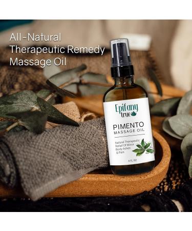 Natural Pimento Massage Oil 4oz | Soothing Muscle Relief & Moisturizer | Refreshing Mint Scent with Jamaican Black Castor & Lemongrass - Buy Online on GoSupps.com