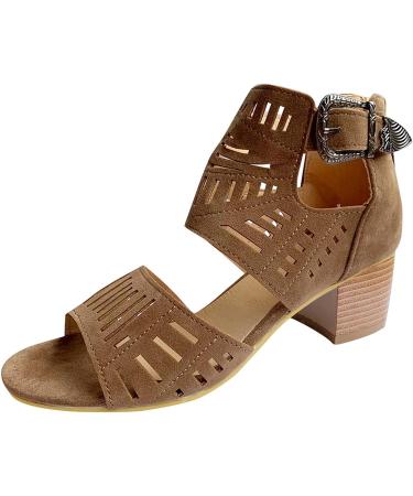 Foldap Women's High Heel Espadrille Platform Wedge Sandals - Brown | Summer Casual Beach Shoes - Buy Online on GoSupps.com