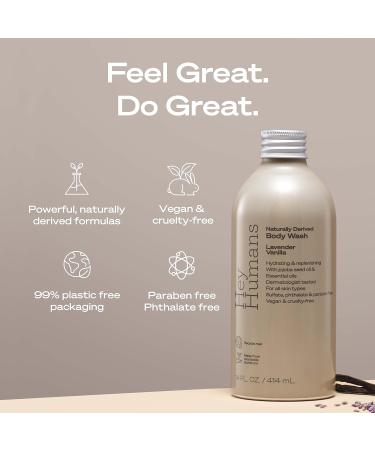 Hey Humans Lavender Vanilla Natural Vegan Deodorant & Body Wash | Aluminum-Free Gentle for Sensitive Skin | Ideal Bath & Spa Gift Set for Women Men & Kids - Buy Online on GoSupps.com