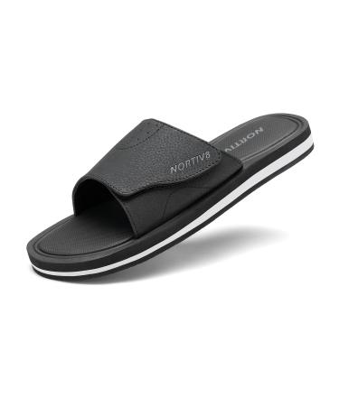 NORTIV 8 Men's Slide Sandals Comfort Lightweight Beach Shoes 11 Black