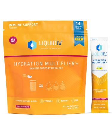 Liquid I.V. Hydration Multiplier + Immune Support - Wild Berry Blend - Hydration Powder Packets | Contains Vitamin C, B3, B5, B6, B12, Zinc, & BetaVia | Gluten-Free, Dairy-Free & Soy-Free - 14 Sticks 1 Count (Pack of 14)