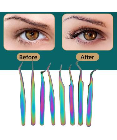 Professional 8-Part Eyelash Tweezers Set - Stainless Steel High Hardness for Eyelash Extensions - Buy Online on GoSupps.com