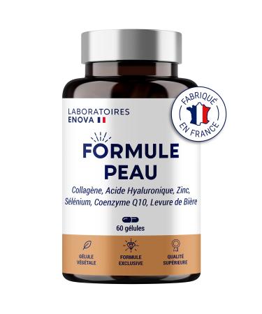 SKIN FORMULA | Marine Collagen Hyaluronic Acid Coenzyme Q10 Zinc Selenium Brewer's Yeast | Antioxidant Hydration Imperfection | 30 Day Skin Food Supplement | Made in France