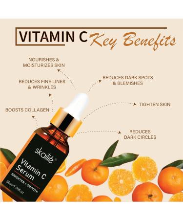 Vitamin C Hyaluronic Acid & Retinol Face Serum - 30ml | Brightening Hydrating & Pore-Reducing Moisturizer for Smooth Skin - Buy Online on GoSupps.com