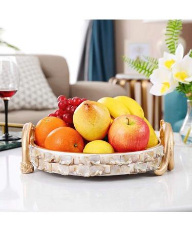 Fruit Dish - Vintage Look Bread Bowl Plate Rolls Fruit Bowl Colander Stamped Metal White Edge Country Primitive Kitchen Decoration - Buy Online on GoSupps.com