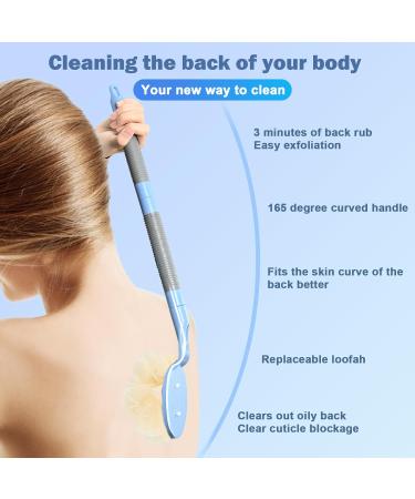 Loofah with Handle - 21.7 Back Scrubber for Exfoliation & Skin Health | Shower Loofah for Men & Women (Blue) - International Shipping Available - Buy Online on GoSupps.com
