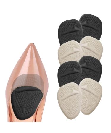 Uraqt FuSpolster Pads 4 pair of silicone pads forefoot gel pads shoe inserts AntiSlip for gel upholstered foreeping heels protection high heels shoe pads insole forefoot bale pads (black & gray) 4 pairs black & gray