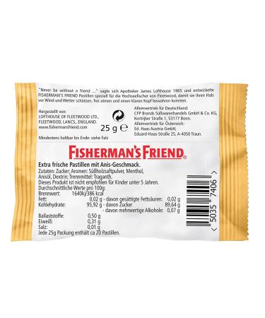 Fisherman's Friend Anise | 25g Bag | Anise & Menthol Flavor | Fresh Breath | International Shipping Available - Buy Online on GoSupps.com