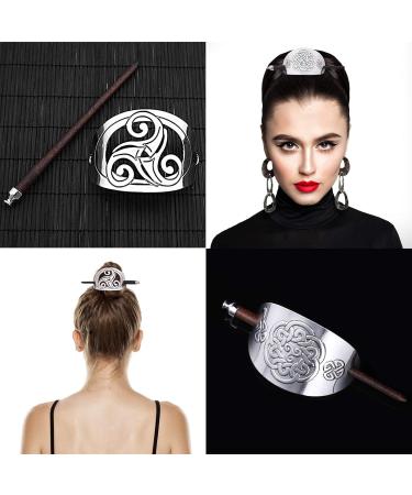 Buy 2-Piece Celtic Carved Hair Clip Set | Vintage Hair Jewelry for Women | Wood & Metal Braids Accessories - Buy Online on GoSupps.com