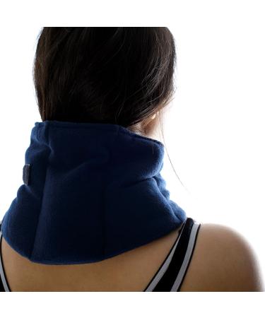 Zhu-Zhu Soothing Neck & Joint Wrap - Microwavable Unscented Wheat Bag Navy Fleece - Microwave Heat Pad Hot Pack - Heat Therapy Pain Relief