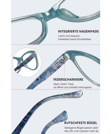 Shop Stylish Lanomi Cat Eye Reading Glasses for Women - Blue Light Filter Flower Pattern 1.5x Magnification - Buy Online on GoSupps.com