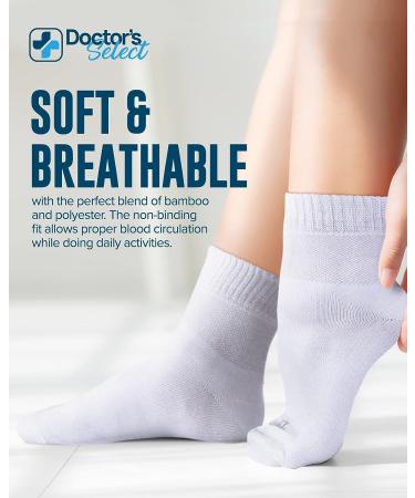 Doctor's Select Bamboo Diabetic Socks Women & Men - 4 Pairs Ankle Neuropathy Socks | Diabetic Socks for Women Size 6-9 | 9-11 Large White - 4 Pairs - Buy Online on GoSupps.com